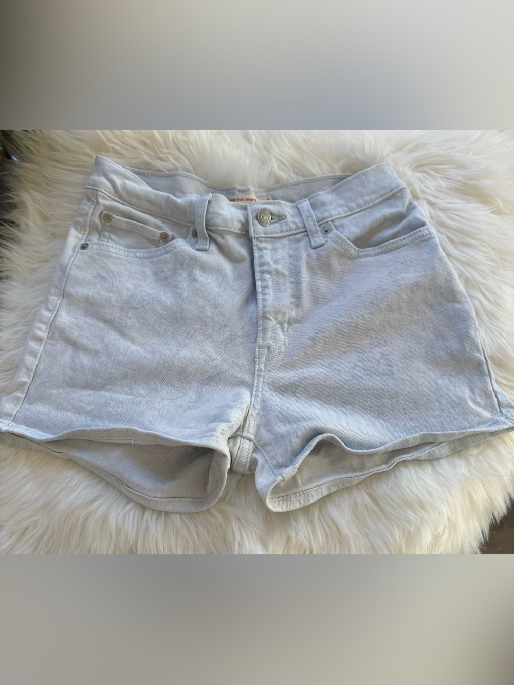 Levi's Pale Blue swirls High-Waist Denim Shorts